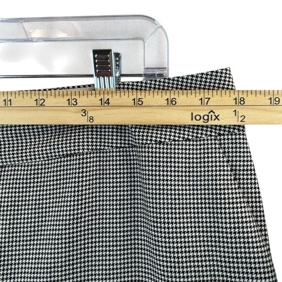 Semantiks Pants Women's Sz 14 Houndstooth Wide Leg Cuff Black White Faux Pockets - Picture 7 of 13